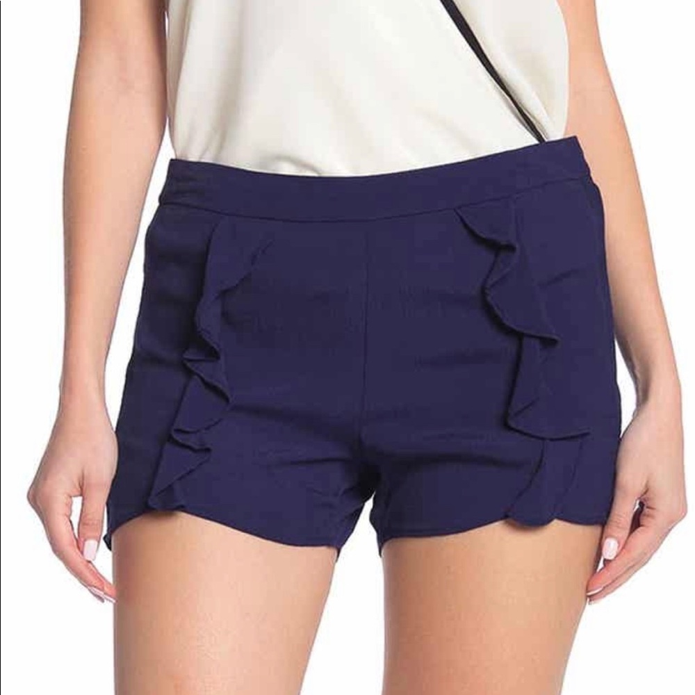 Kut from the Kloth Ruffle Detail Navy Shorts Sz 8